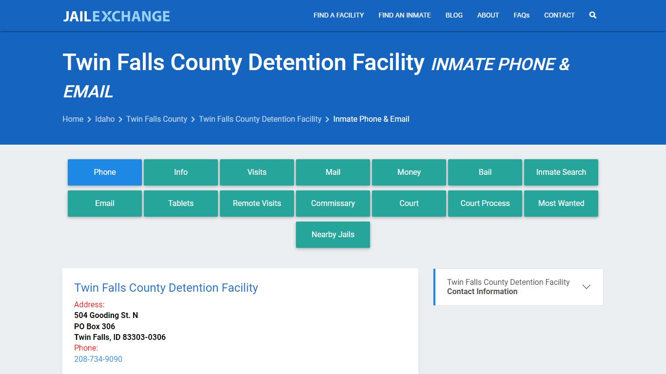 Inmate Phone - Twin Falls County Detention Facility, ID - Jail Exchange