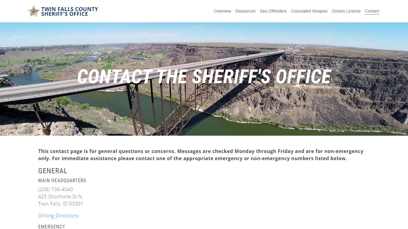 Contact - Twin Falls Sheriff's Office